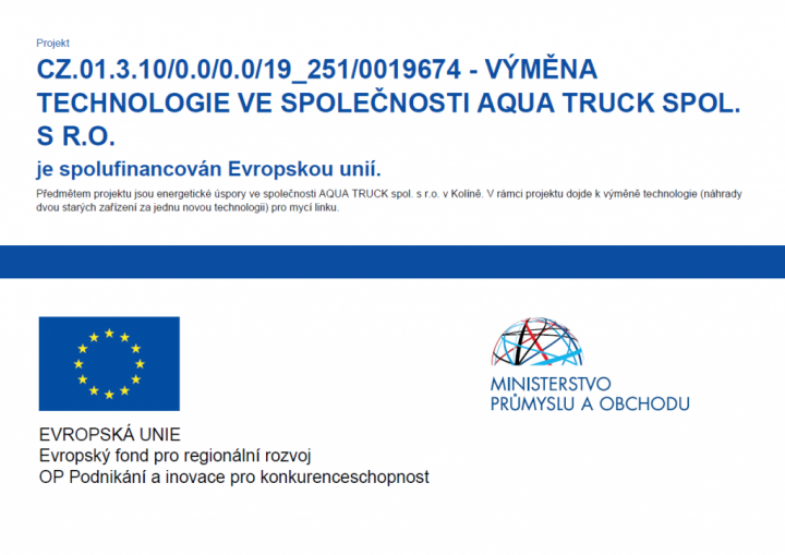 Výměna technologie ve společnosti Aqua Truck spol. s r.o.